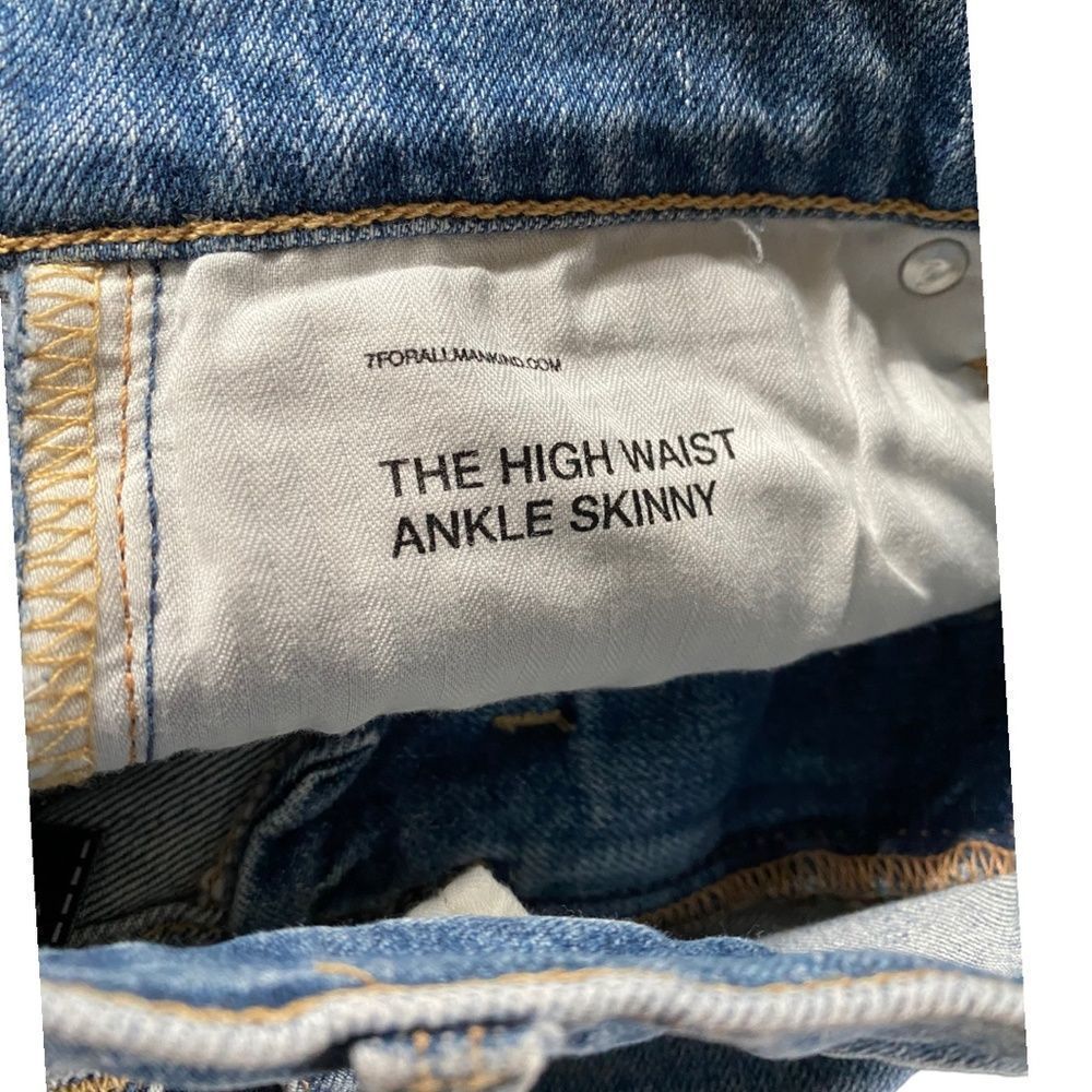 7 For All Mankind Women's Blue Step Hem Crop Denim Skinny Jeans Size 32 NWT - Picture 13 of 15